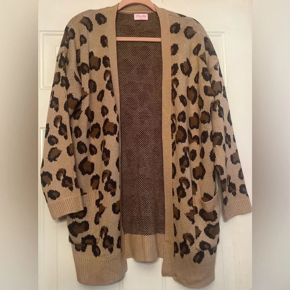 🐆 Pink Lily Leopard Print Open Front Cardigan | Cozy Boutique Style - Picture 2 of 5